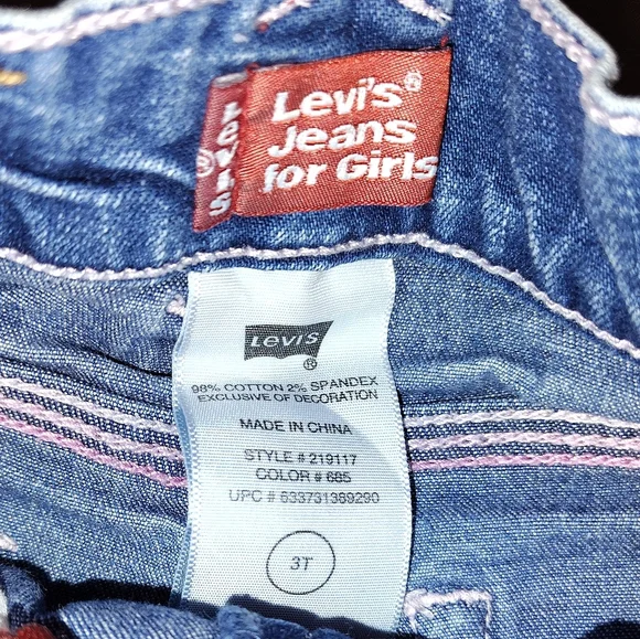 Levi's Girls Pink Floral Embroidery Jeans 3T - Picture 3 of 3